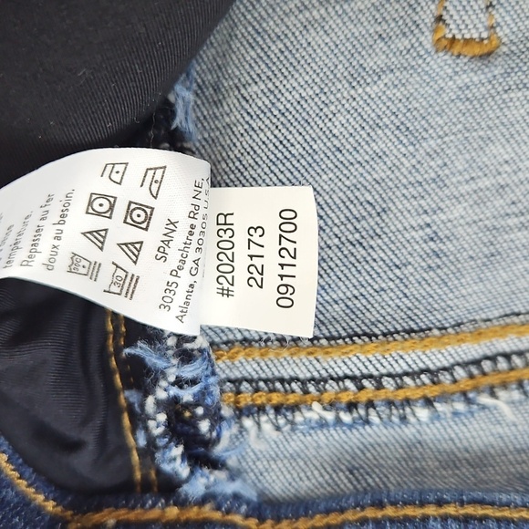 SPANX Distressed Ankle Skinny Pull On High Rise Jeans Raw Hem Size M - Picture 6 of 10